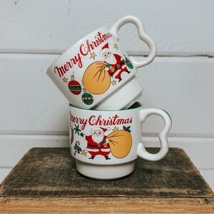 Vintage Christmas Coffee Mugs | Set of 2 | Japan